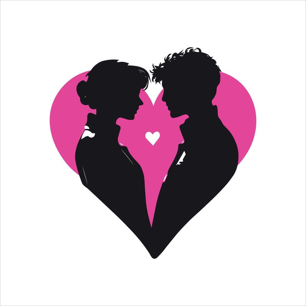 Romantic Silhouette A Couples Valentine Design vector