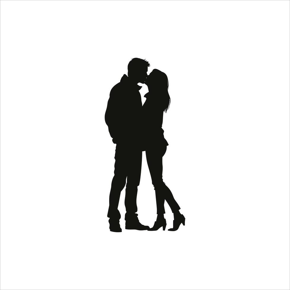 Minimalist Valentine Silhouette of a Romantic Couple Walking Hand in Hand in Clean Black and White Design Symbolizing Love Unity and Connection in Elegant and Timeless Art vector