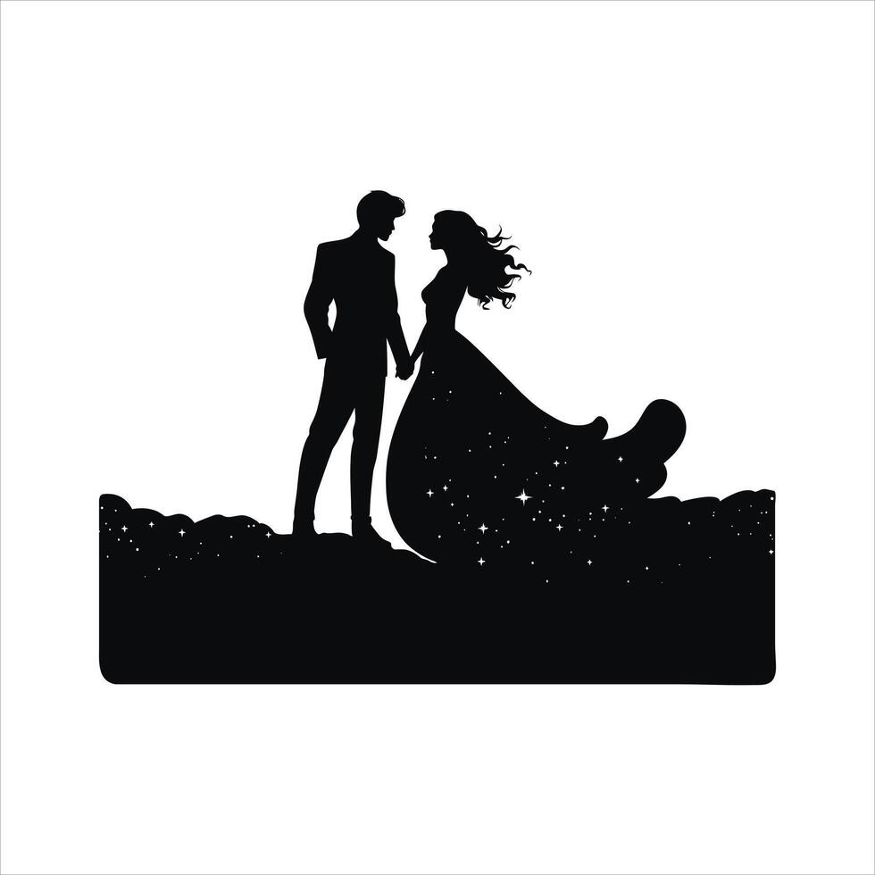 Romantic Valentine Silhouette in Profile View Symbolizing Love and Connection vector