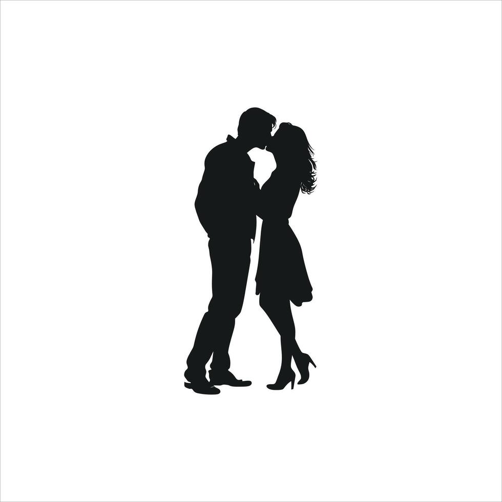 Romantic Valentine Silhouette of a Couple Holding Hands Walking Together in Black and White Minimalist Art Symbolizing Unity Connection and Love with Clean and Elegant Design vector