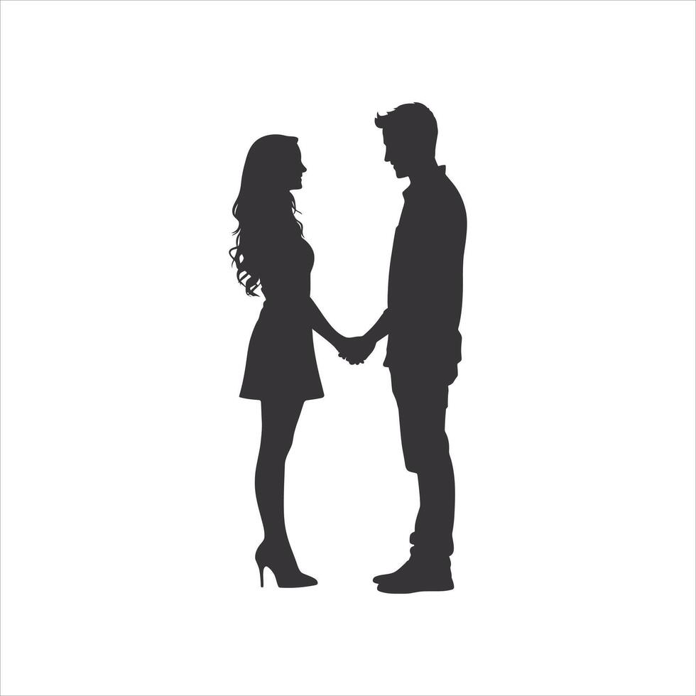 Stylized Valentine Design Elegant Couple Silhouette vector