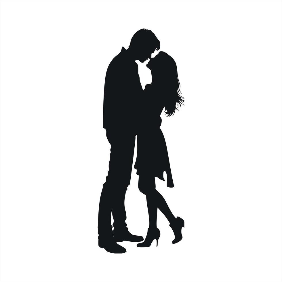 Romantic Couple Silhouette Design in Clean Lines and Negative Space for Valentine vector