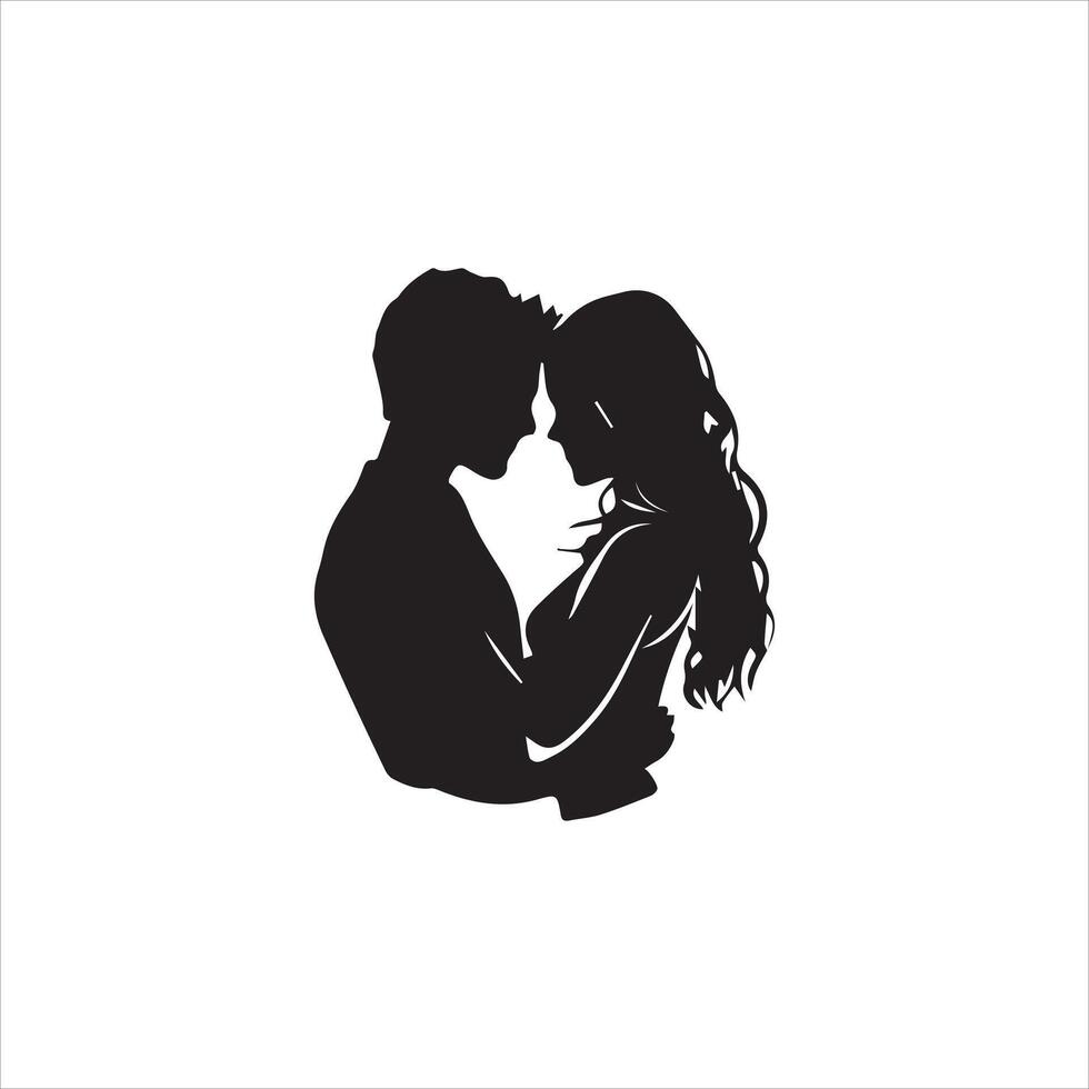 Timeless Valentine Silhouette Art Featuring a Couple in Romantic Unity vector