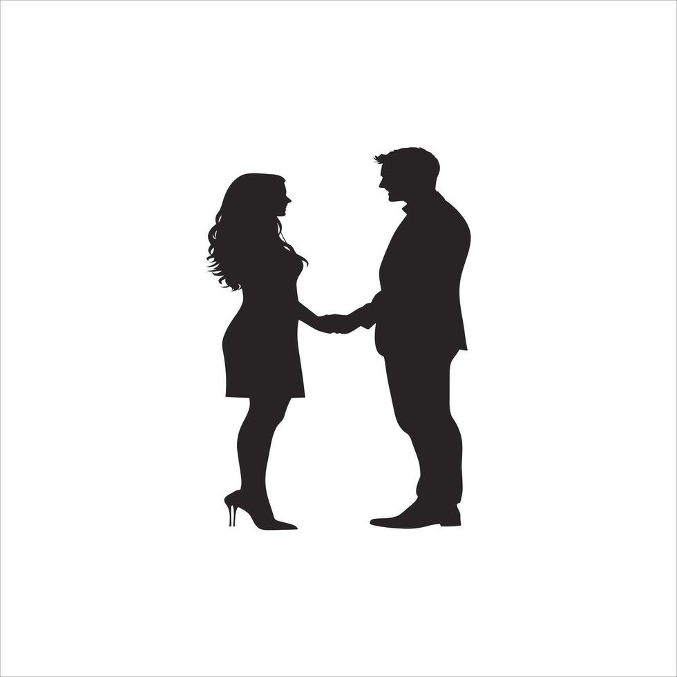 Valentine Couple Silhouette Design with Clean Lines and Negative Space vector