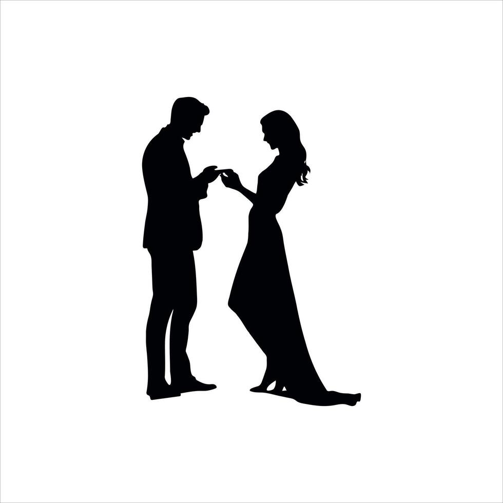 Elegant Valentine Silhouette Romantic Couple Holding Hands in Minimalist Design vector