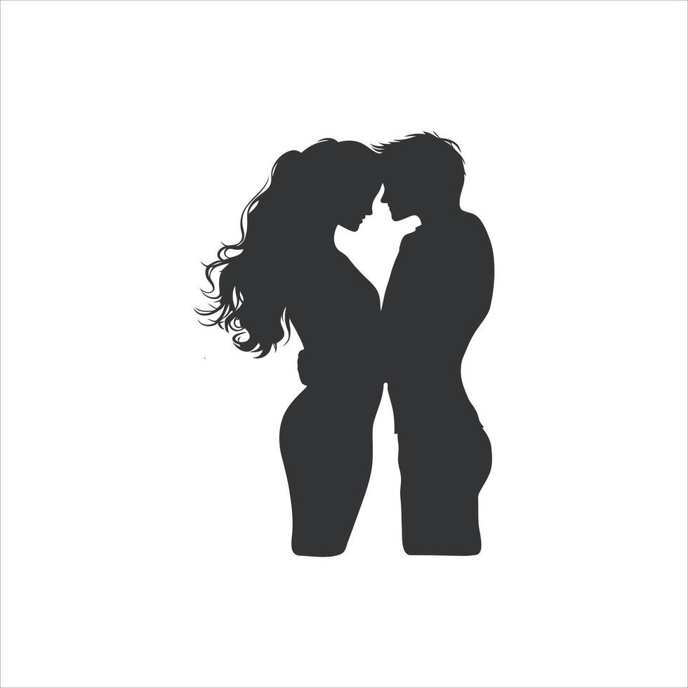 Black and White Valentine Silhouette of a Romantic Couple in Stylish Design vector