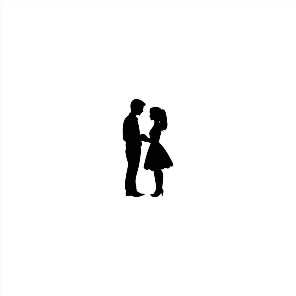Walking Together Silhouette of a Romantic Couple in Minimalist Black and White Design Featuring Clean Lines Negative Space and a Timeless Symbol of Love Unity and Connection vector