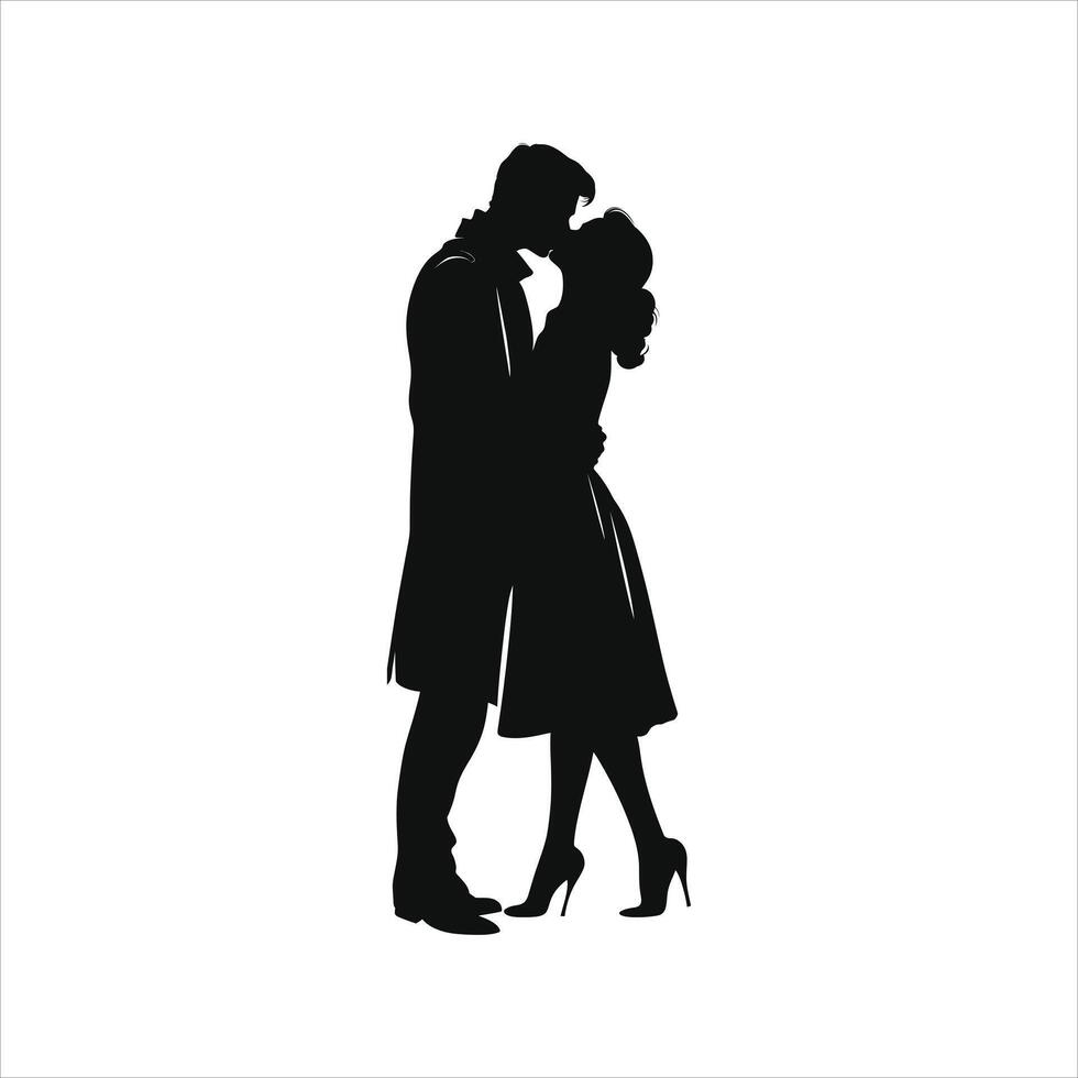 Elegant Couple Silhouette in Clean and Minimalist Valentine Design vector