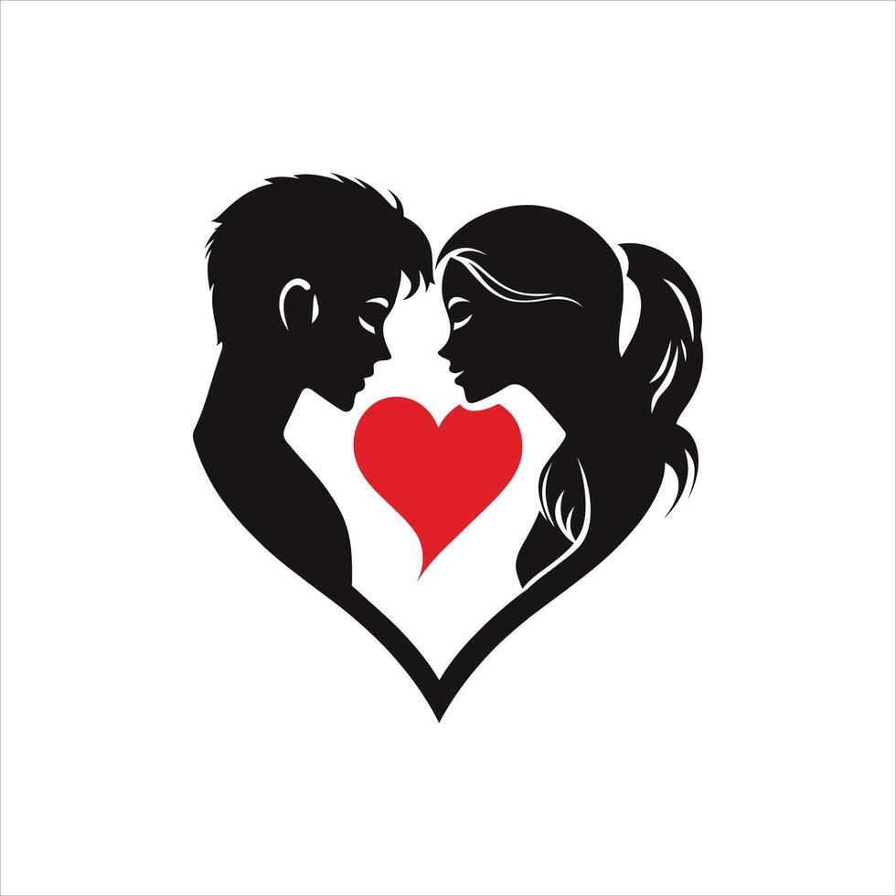 Elegant Valentine Silhouette Art of a Romantic Couple Walking Hand in Hand in Clean Minimalist Black and White Design Symbolizing Love Unity and Connection in Timeless Style vector