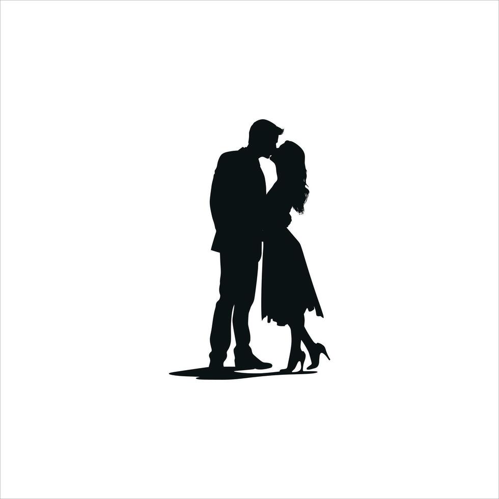 Walking Together Silhouette of a Romantic Couple in Clean Black and White Design Featuring Minimalist Art Negative Space and a Symbol of Love and Connection for Valentine vector