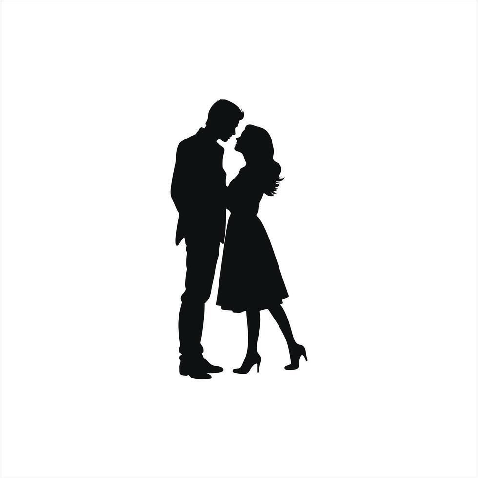Stylized Valentine Silhouette Romantic Couple in Profile vector