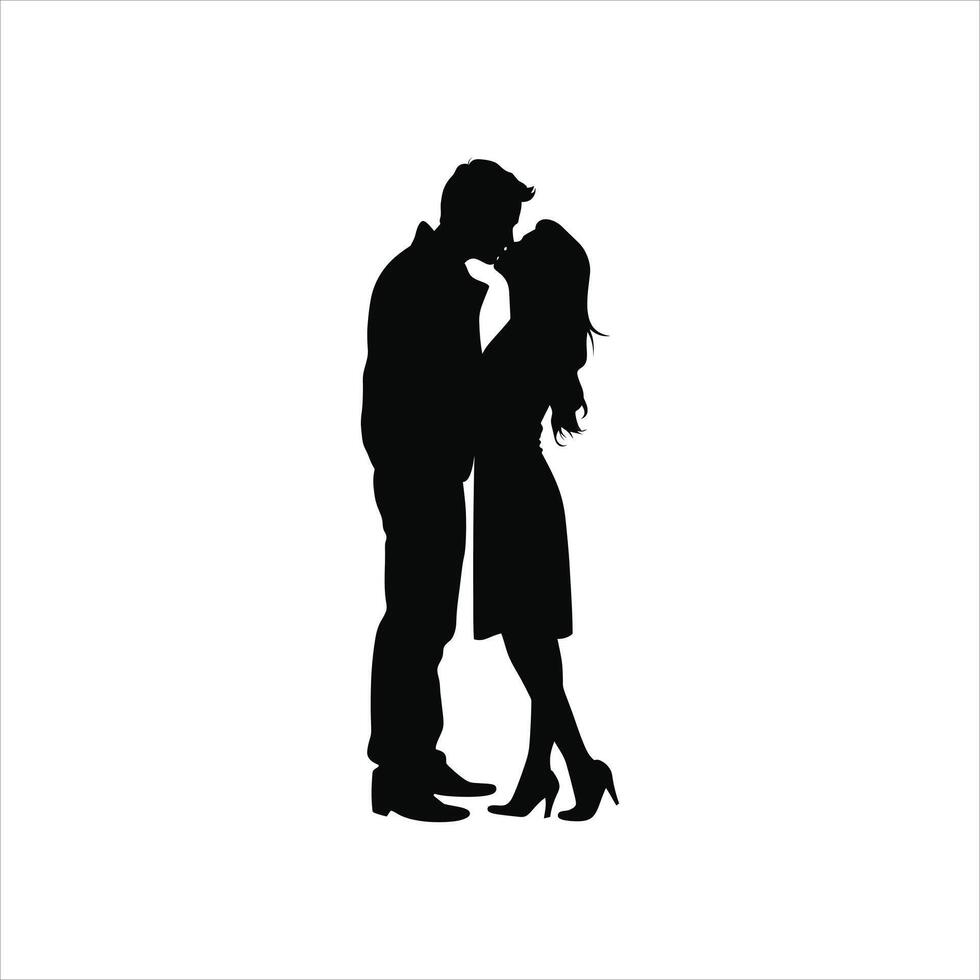 Elegant Valentine Silhouette Art of a Romantic Couple Holding Hands Walking Together in a Minimalist Black and White Design with Clean Lines and Symbolic Love Connection vector