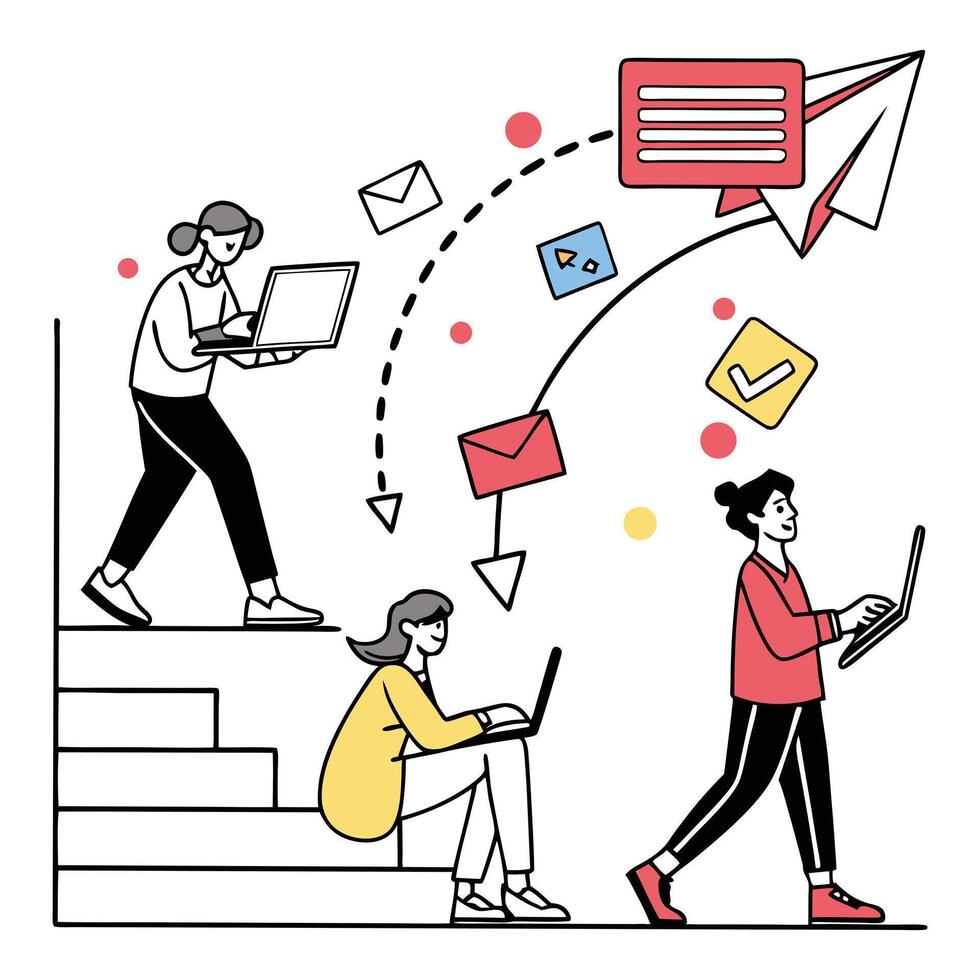 conference theme and team on online call illustration. Remote work with technology. Multinational business team on online call. illustration vector