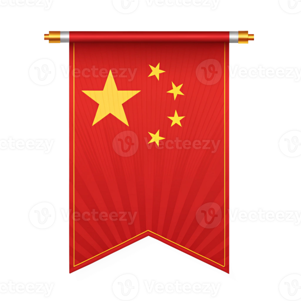 Elegant Chinese Flag Banner isolated on transparent background png