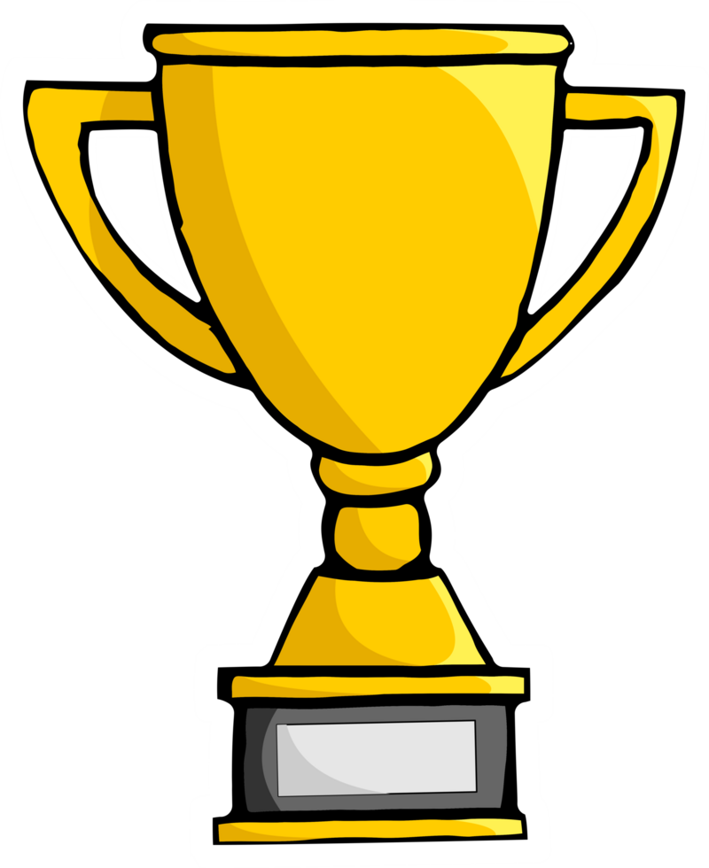 gold cartoon trophy for design element. trophy with a simple image. trophy images can be used for additional design elements png