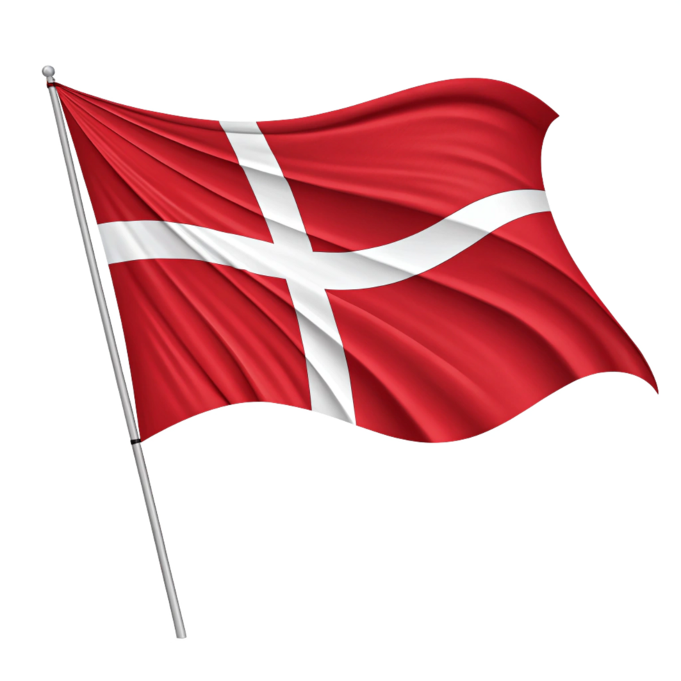 Denmark Waving Flag 3d clipart isolated on transparent background png