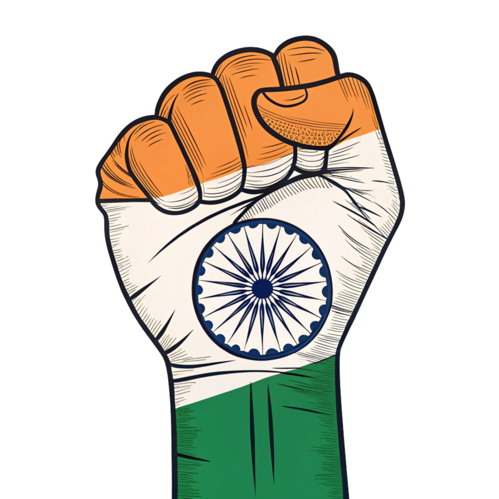 Indian flag hand illustration isolated on transparent background png