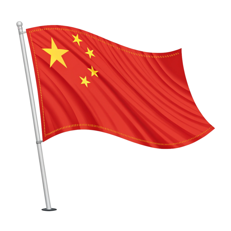 Chinese Waving Flag isolated on transparent background png