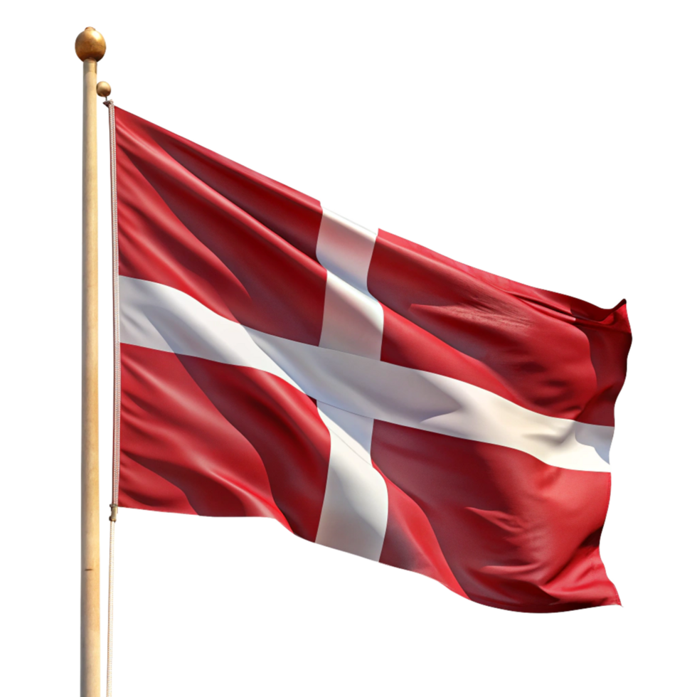 Denmark Waving Flag isolated on transparent background png