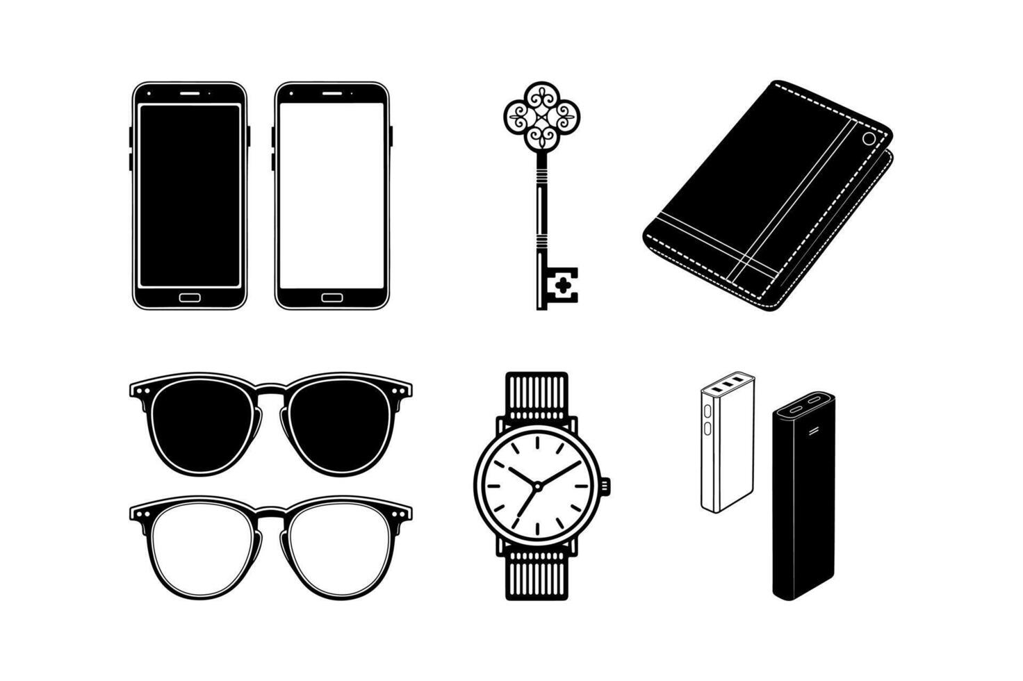 Everyday essentials icon set. vector