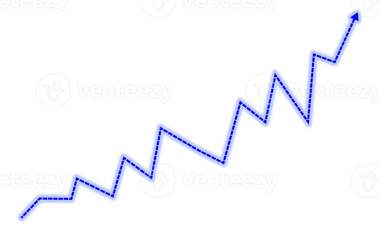 a graph line with a blue arrow going up png