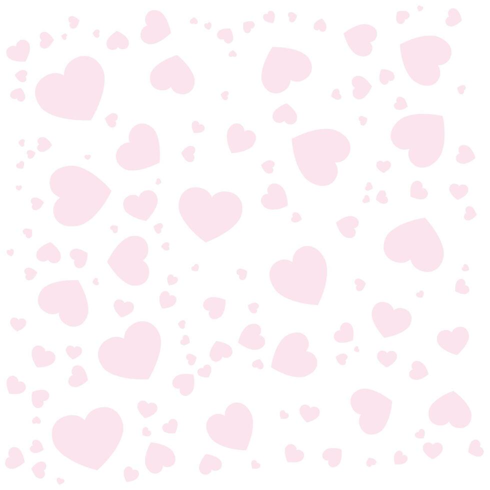pastel pink hearts pattern on white background vector