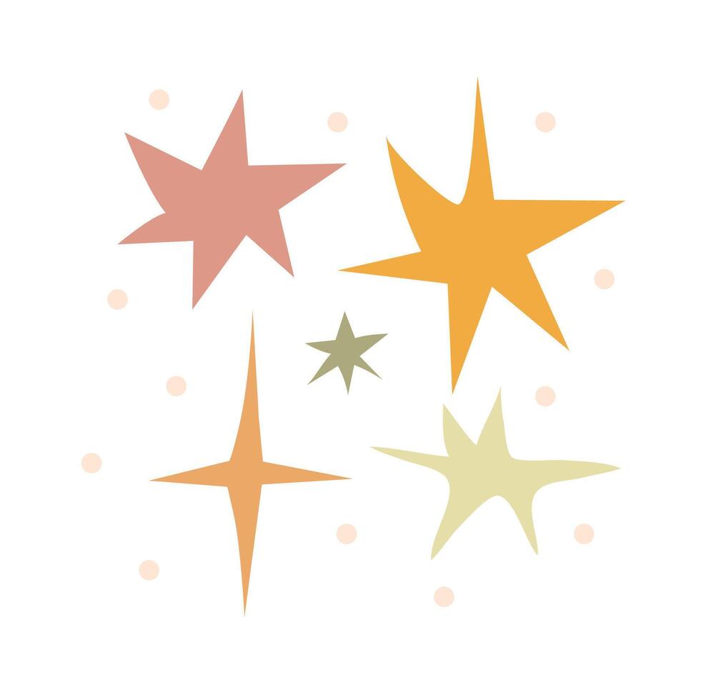 Christmas Star, Retro Elements For Decoration, winter Star Set, Christmas Stars Vintage Style vector