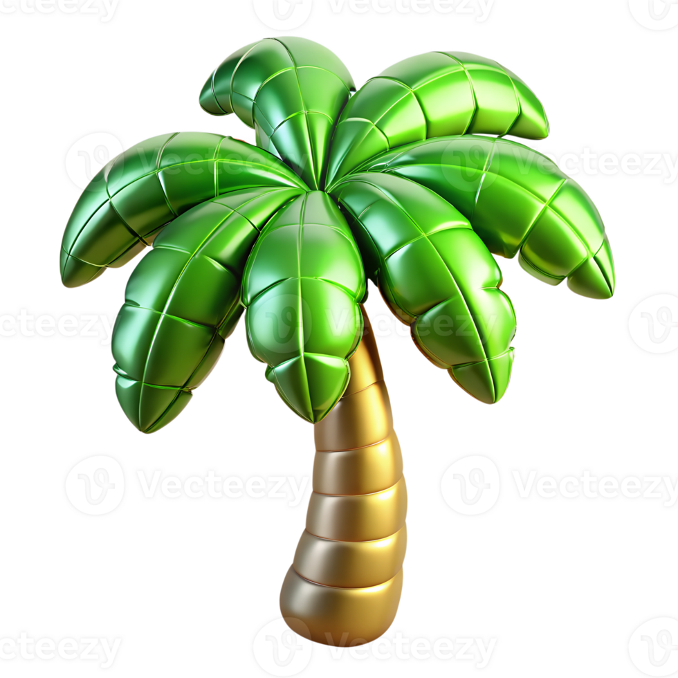 Foil balloon palm tree isolated on transparent background. png