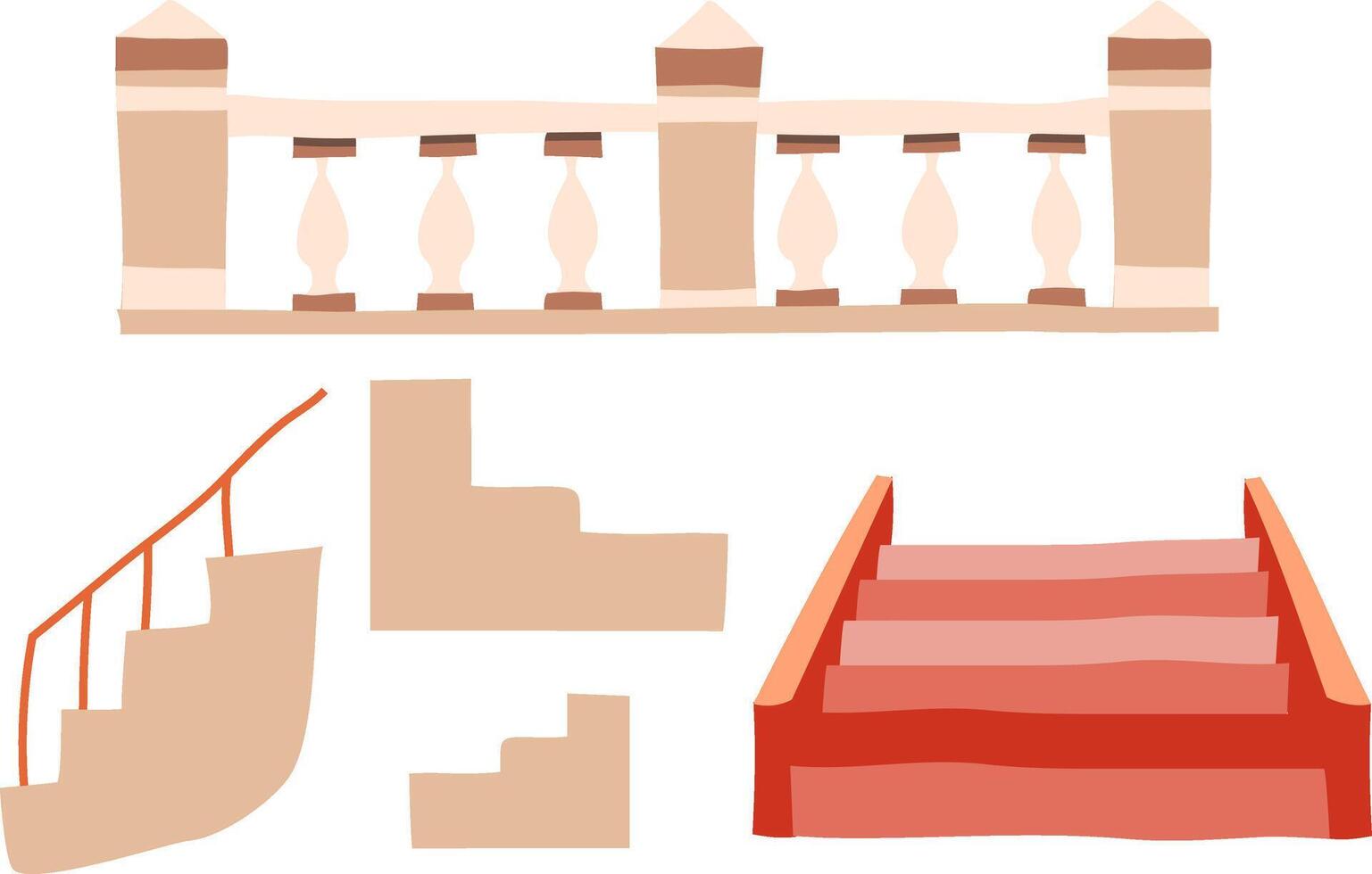 New Year's steps at home, A set of elements of street and park, steps and stairs vector