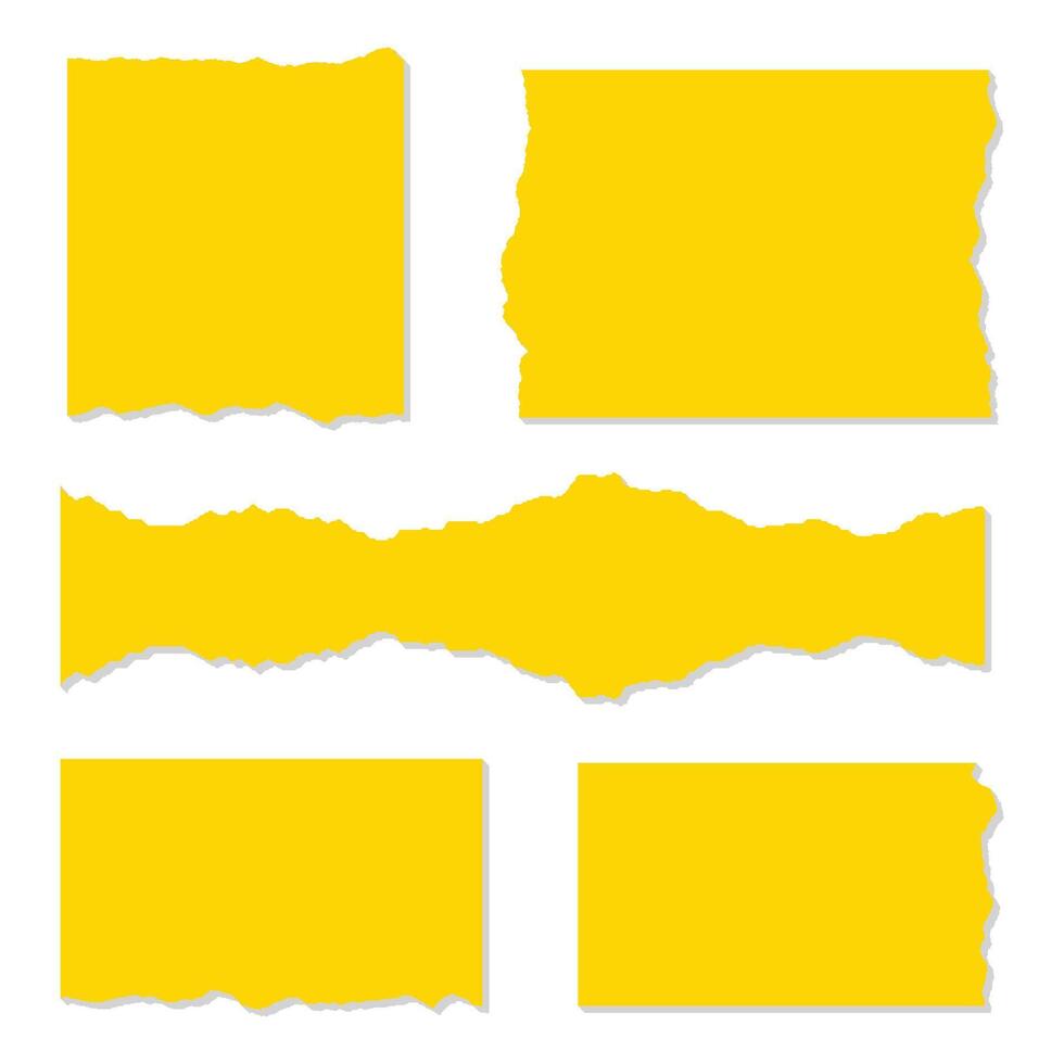 Set of white torn paper . vector