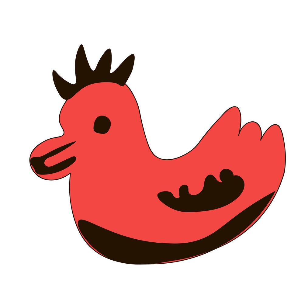 red duck toy in hand drawn style vector