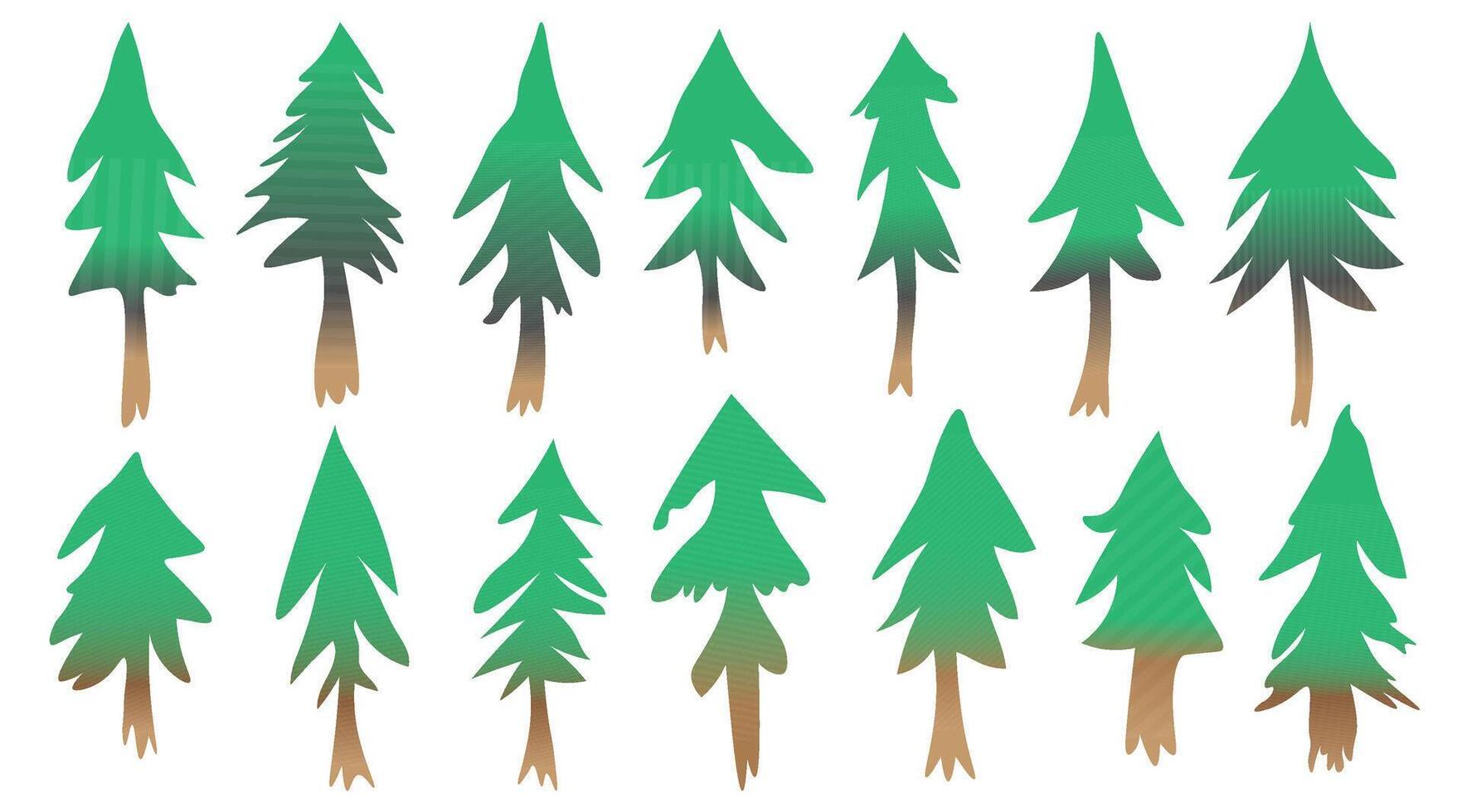 big set of fir trees vector