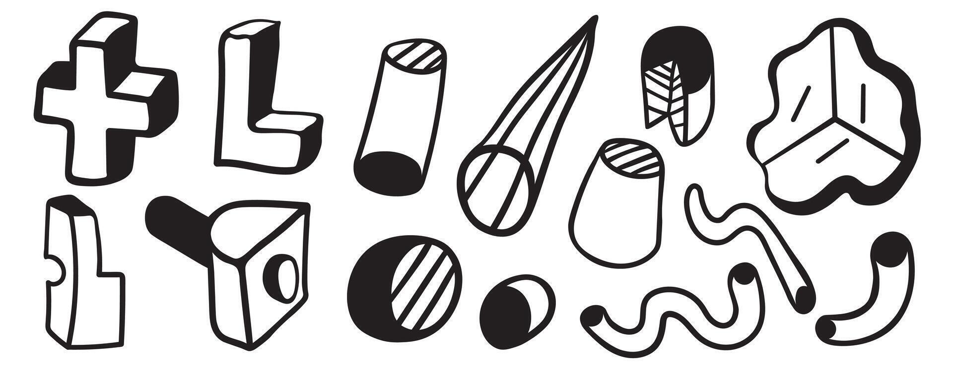 middle set of abstract line forms vector