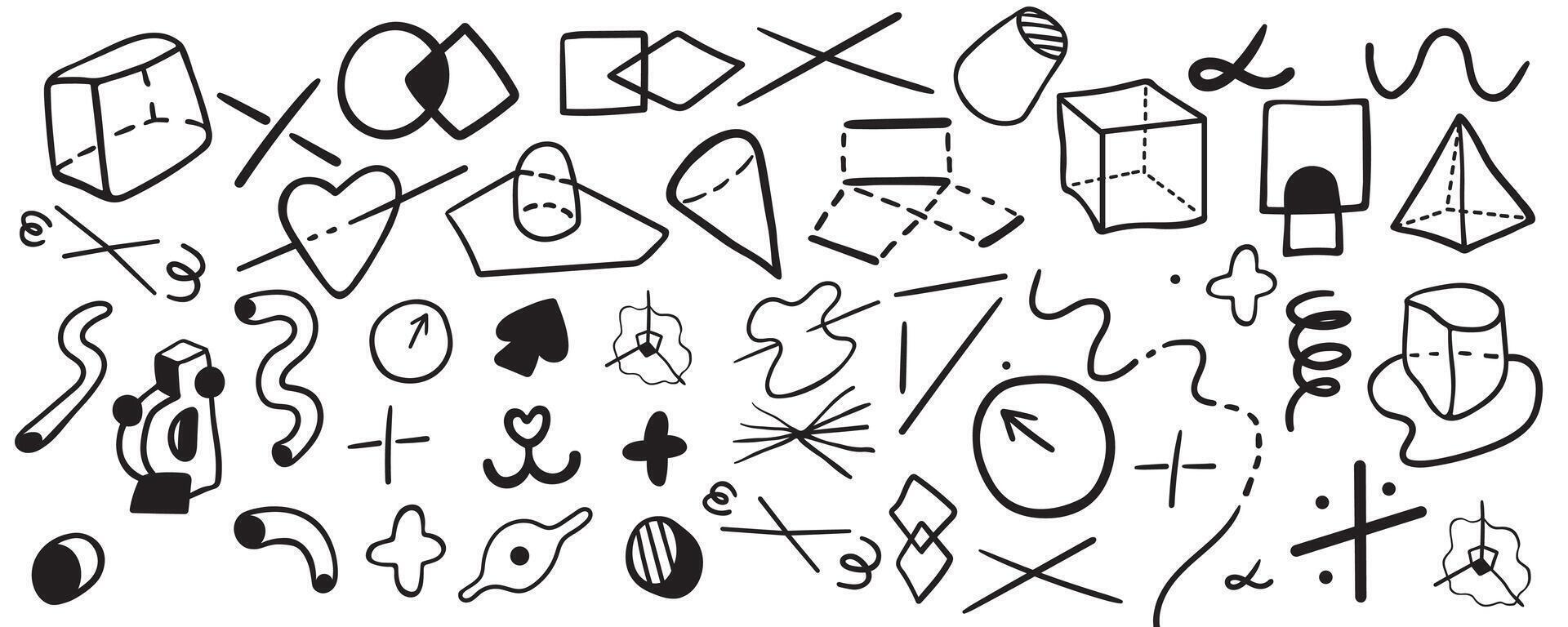 big set of abstract geometric shapes vector