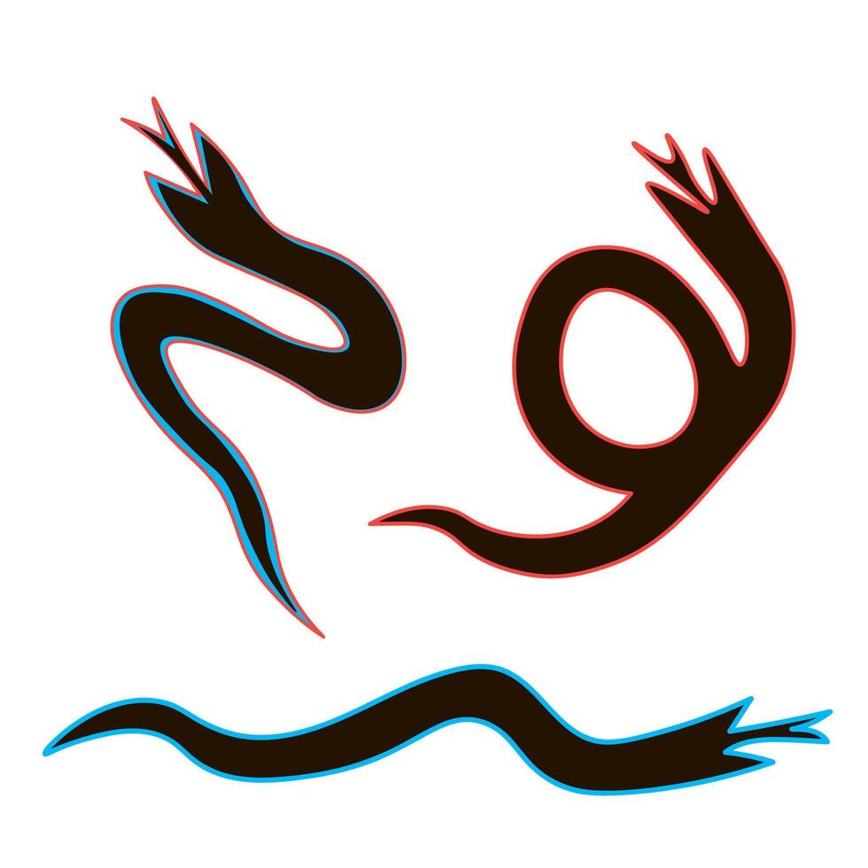 set of snakes in hand drawn style vector