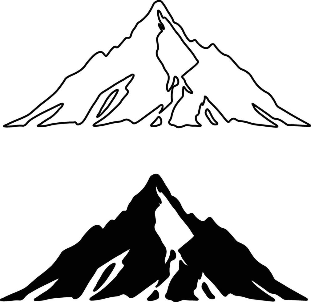 Single mountain silhouette. Mountain . Mountain silhouette - icon on white background vector
