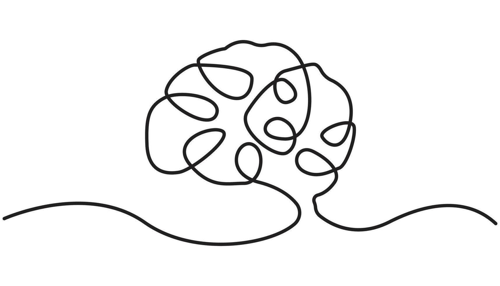 human brain continuous one line drawing vector