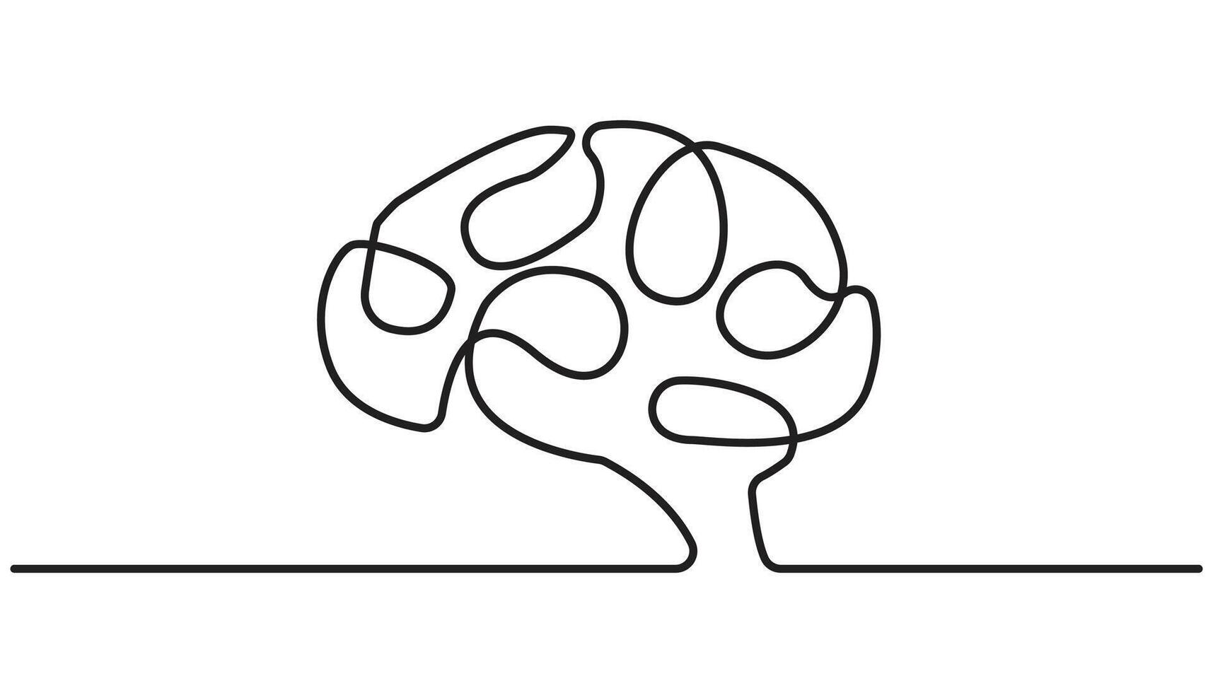human brain continuous one line drawing simple out line design vector