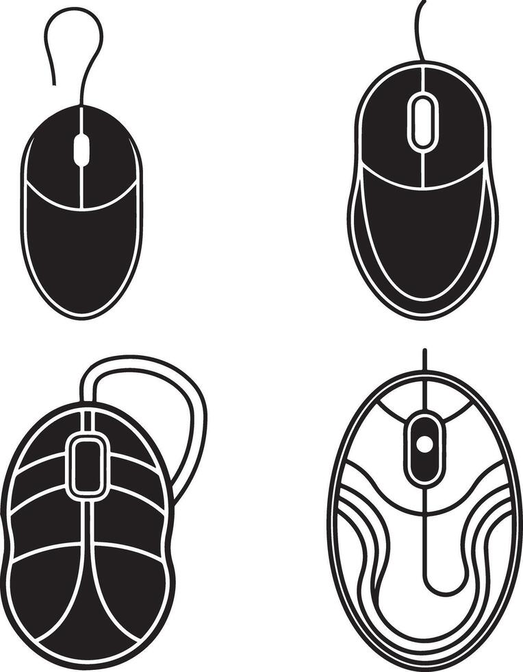 line art mouse icon design vector