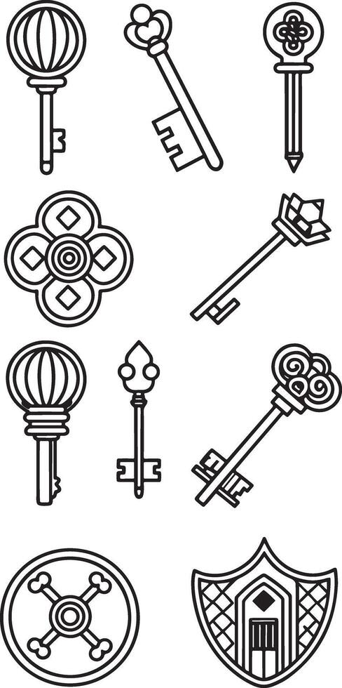 silhouette key set icon vector