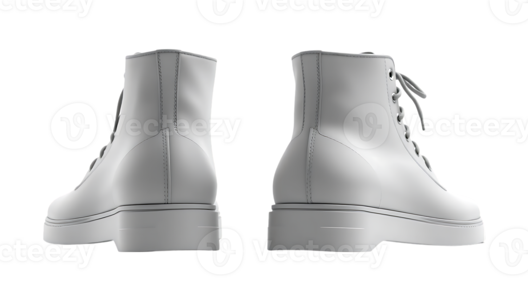 A pair of mockup white boots on a transparent background png