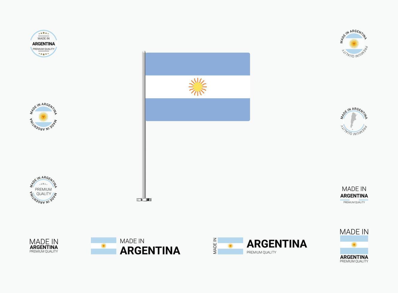 Made in Argentina Stamps, Flag, Tags, labels, Seals, Icons. Creative Designs for Branding and Packaging vector