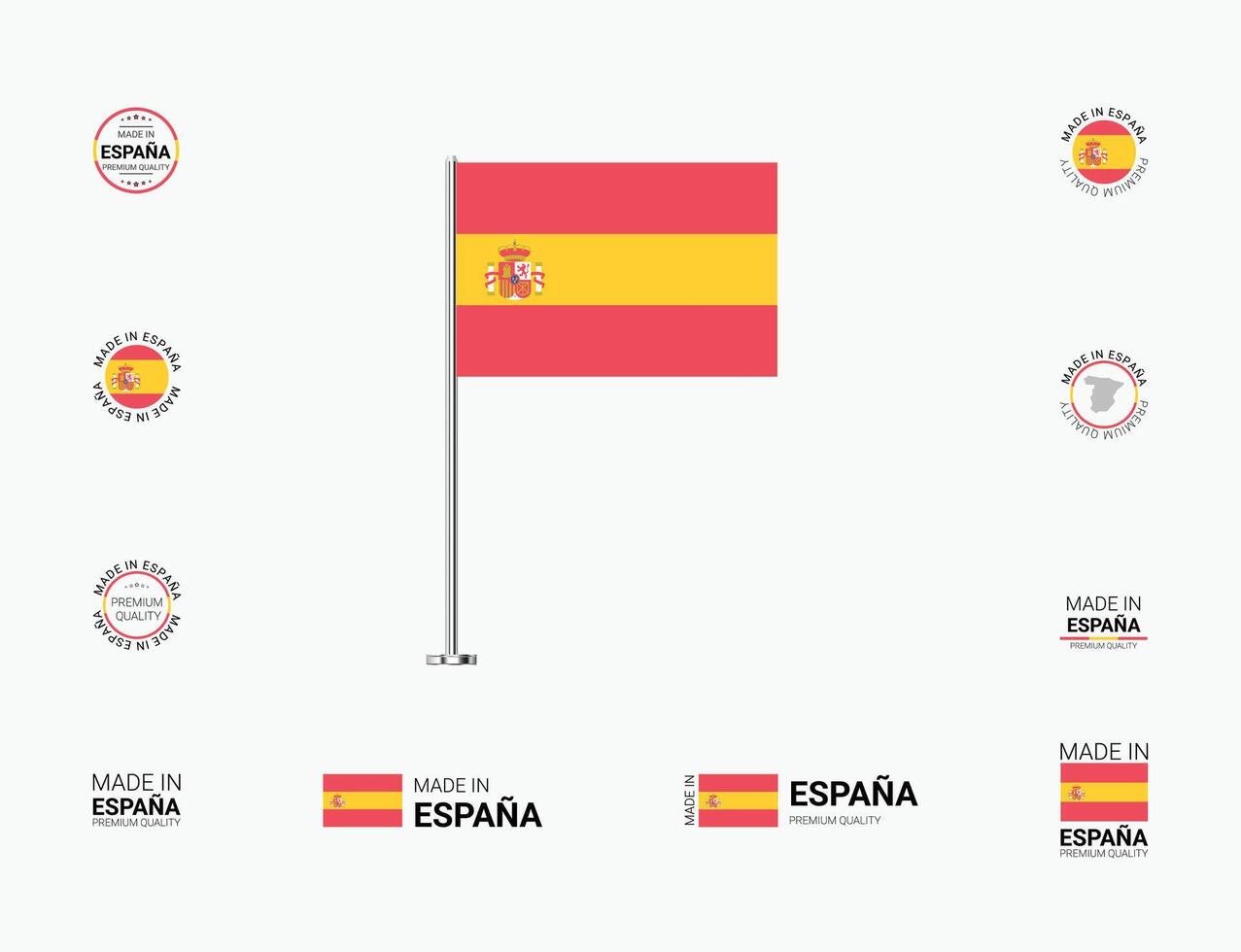 Made in Espana Stamps, Flag, Tags, labels, Seals, Icons. Creative Designs for Branding and Packaging vector