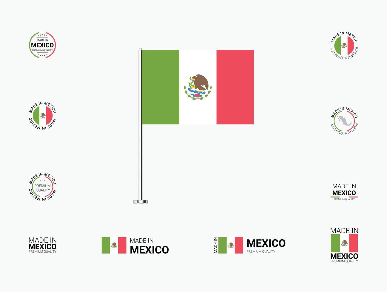 Made in Mexico Stamps, Flag, Tags, labels, Seals, Icons. Creative Designs for Branding and Packaging vector