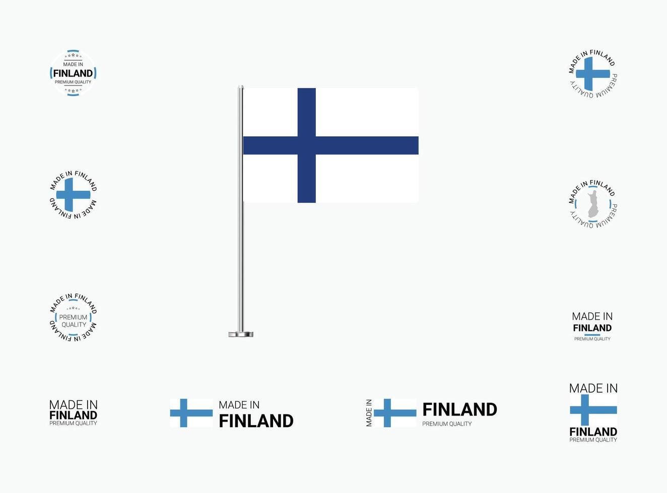 Made in Finland Stamps, Flag, Tags, labels, Seals, Icons. Creative Designs for Branding and Packaging vector