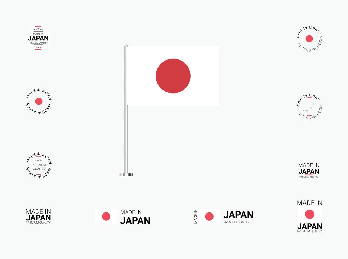 Made in Japan Stamps, Flag, Tags, labels, Seals, Icons. Creative Designs for Branding and Packaging vector