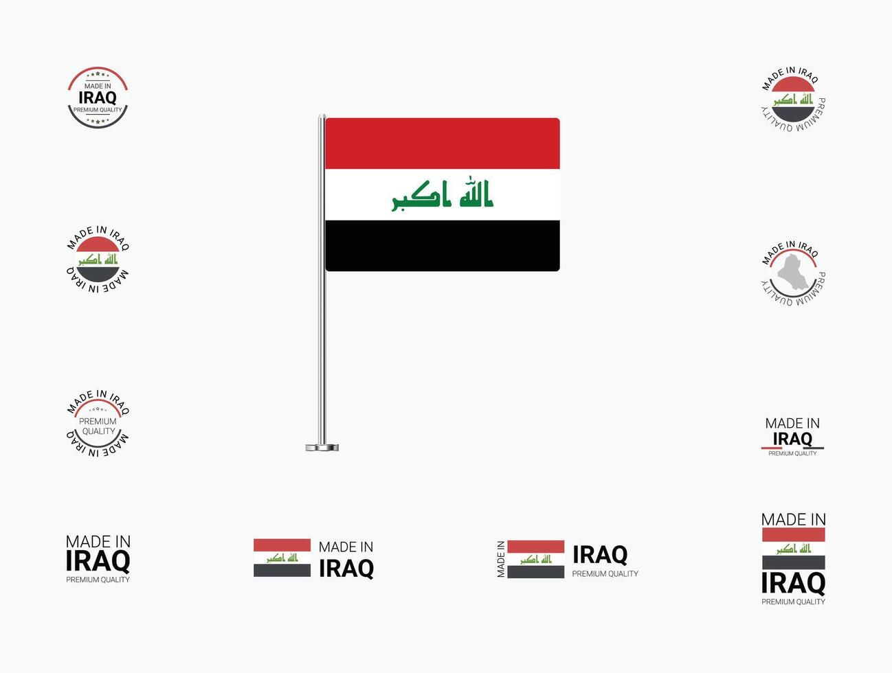 Made in Iraq Stamps, Flag, Tags, labels, Seals, Icons. Creative Designs for Branding and Packaging vector