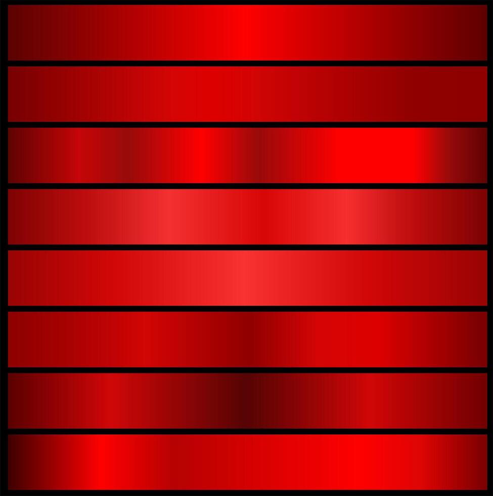 A set with red gradients. color palette for design, a collection of high-quality gradients. Metallic texture, shiny background. vector
