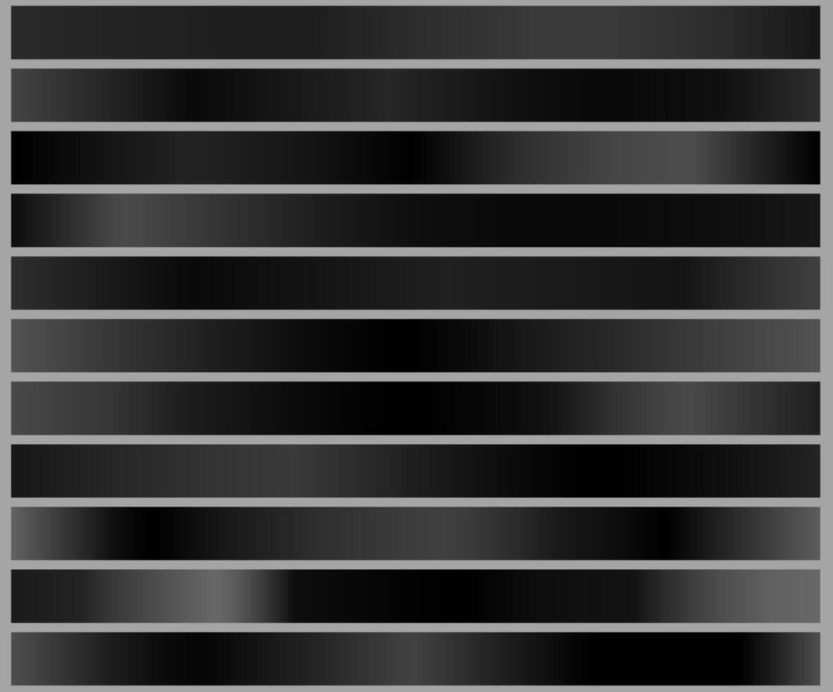 Big collection of dark black metal with gradients vector