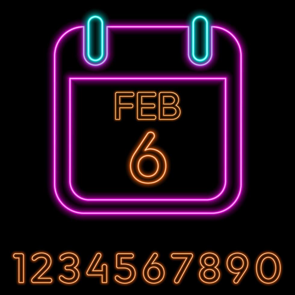 Calendar page with the date February 6th vector